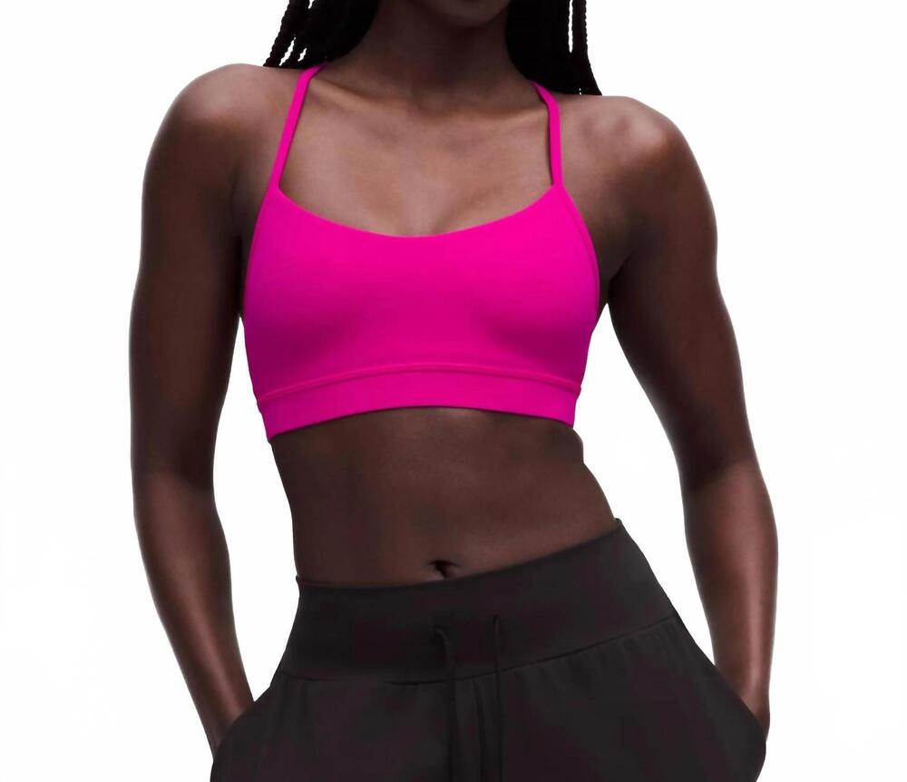 NEW LULULEMON flow y bra nulu light support - a–c cups in pink flare